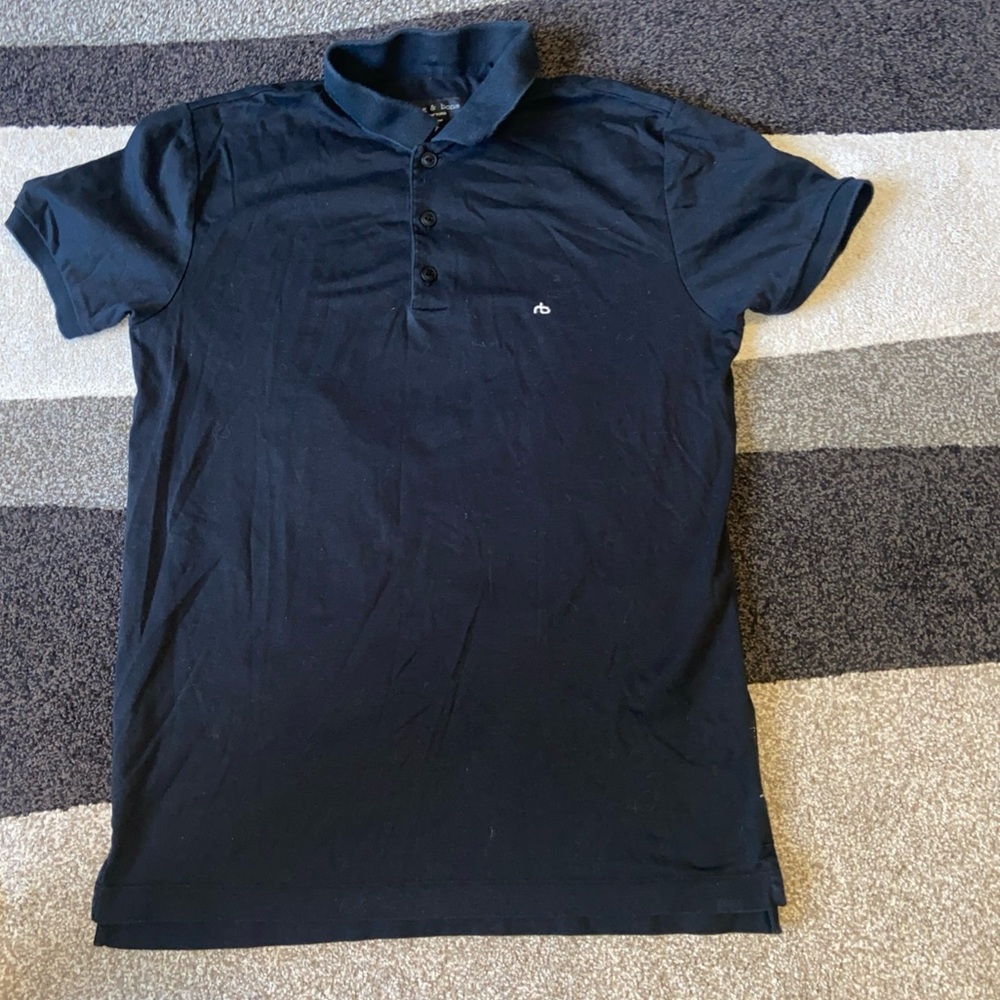 Rag and Bone Shirt Mens Small Short Sleeve Black Lightweight Polo Button Up
